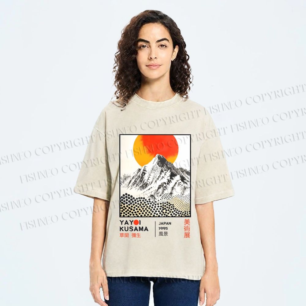 Unisex Yayoi Kusama Landscape Printed Washed Tee