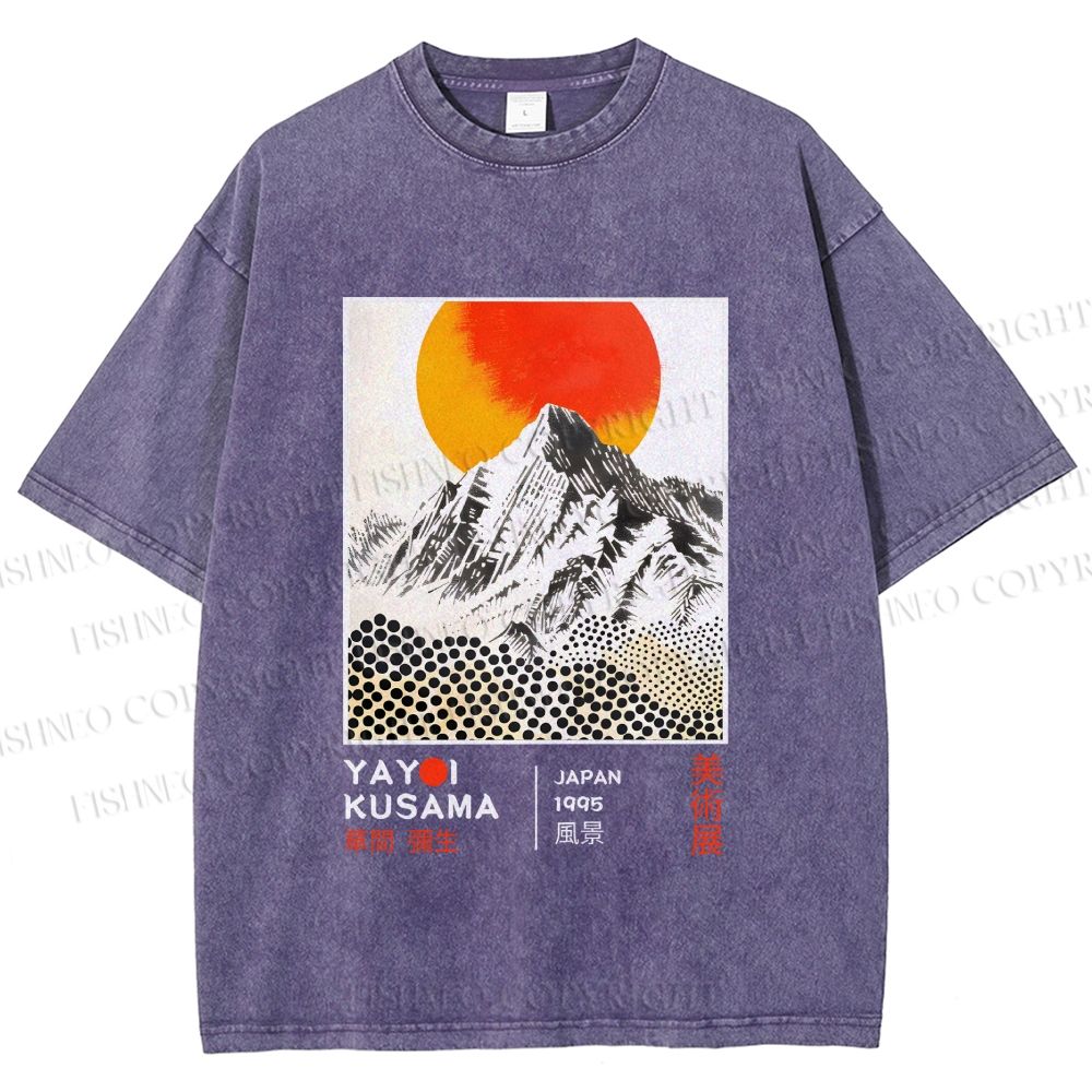 Unisex Yayoi Kusama Landscape Printed Washed Tee