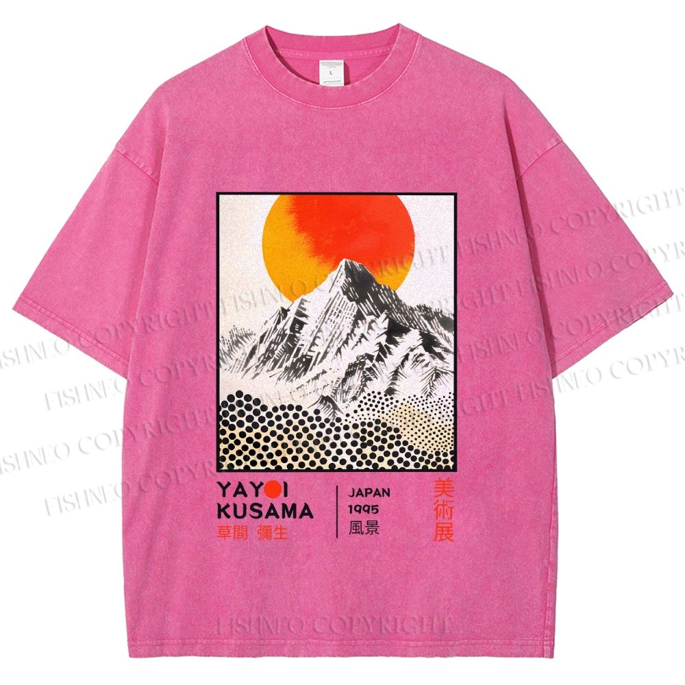 Unisex Yayoi Kusama Landscape Printed Washed Tee