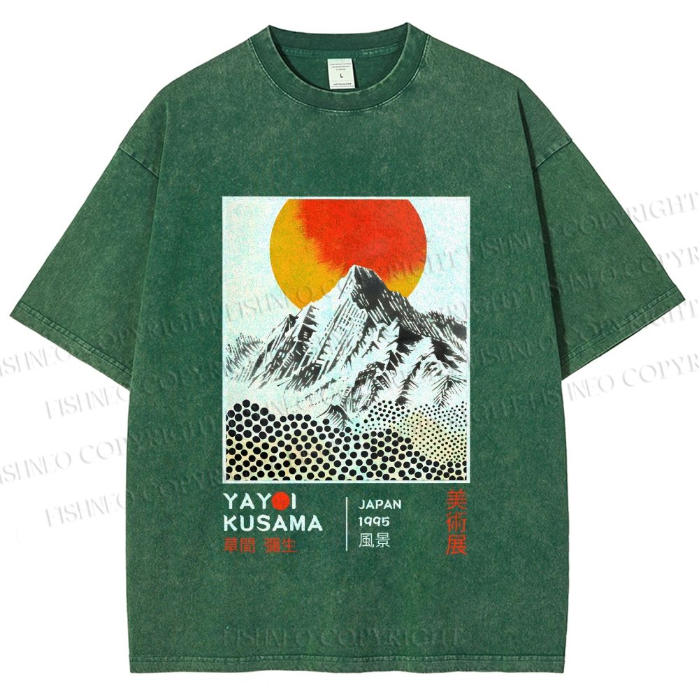 Unisex Yayoi Kusama Landscape Printed Washed Tee