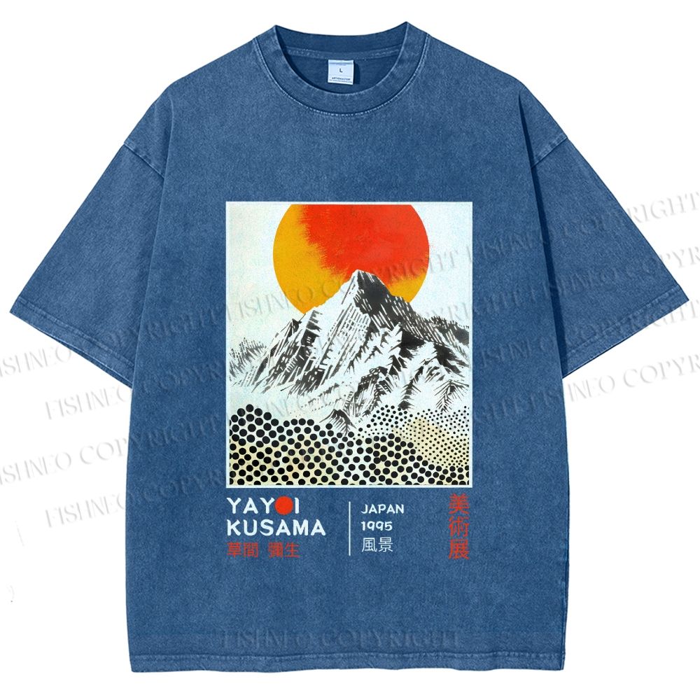 Unisex Yayoi Kusama Landscape Printed Washed Tee