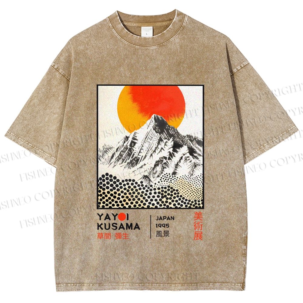 Unisex Yayoi Kusama Landscape Printed Washed Tee