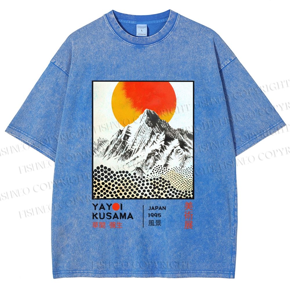 Unisex Yayoi Kusama Landscape Printed Washed Tee