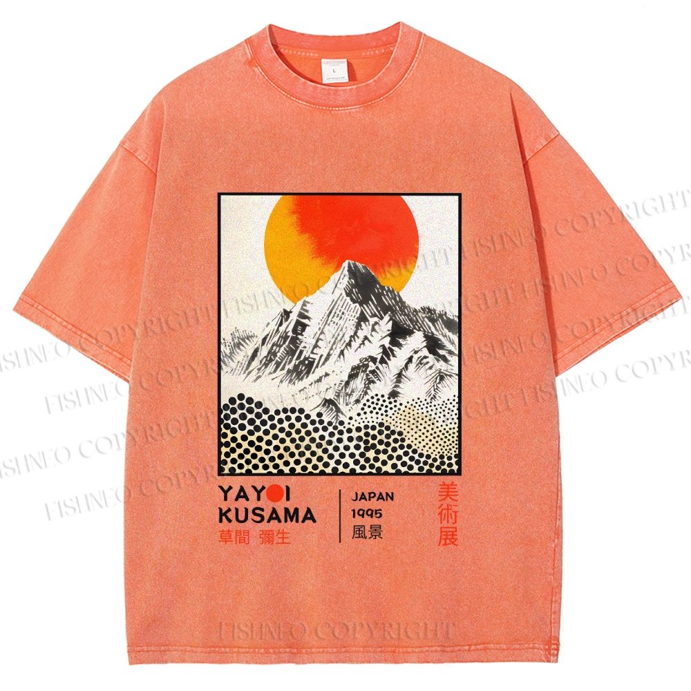 Unisex Yayoi Kusama Landscape Printed Washed Tee