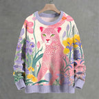 Yayoi Kusama Pink Cheetah Crew Neck Sweater