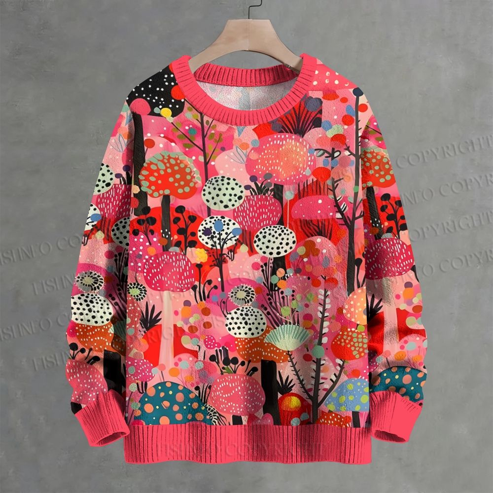 Yayoi Kusama Polka-Dot Forest Crew Neck Sweater