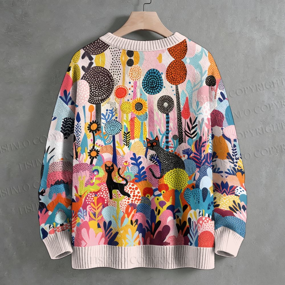 Yayoi Kusama Forest Cat Crew Neck Sweater