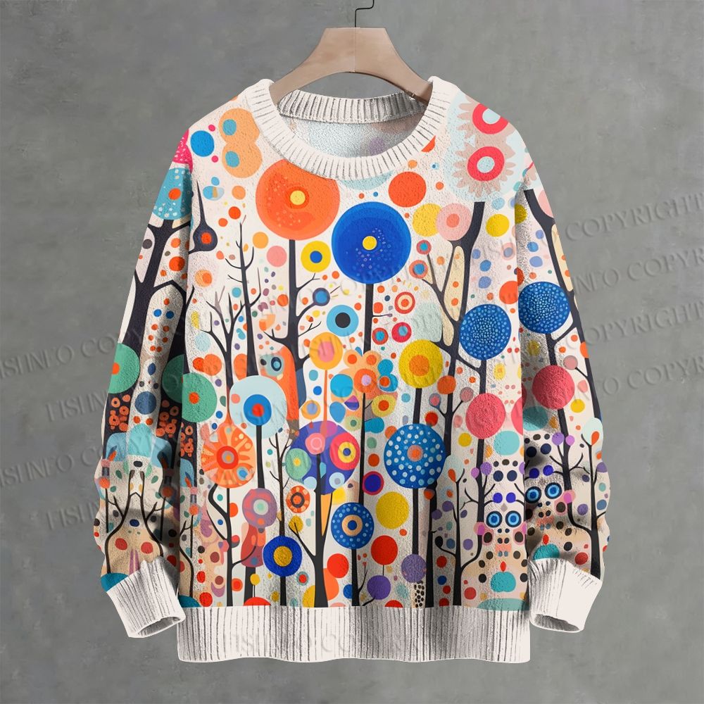 Yayoi Kusama Polka-Dot Forest Crew Neck Sweater