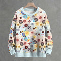 Abstract Floral Printed Crew Neck Sweater