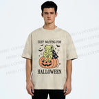 Unisex Halloween Frog Printed Washed Tee