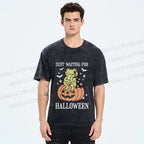 Unisex Halloween Frog Printed Washed Tee