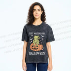 Unisex Halloween Frog Printed Washed Tee