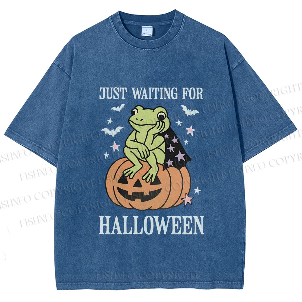 Unisex Halloween Frog Printed Washed Tee