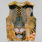 Unisex Klimt Style Lion Art Printed Tank Top
