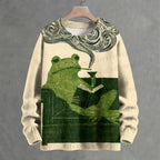 Vintage Frog Smoking in Sofa Crew Neck Sweater