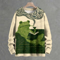 Vintage Frog Smoking in Sofa Crew Neck Sweater