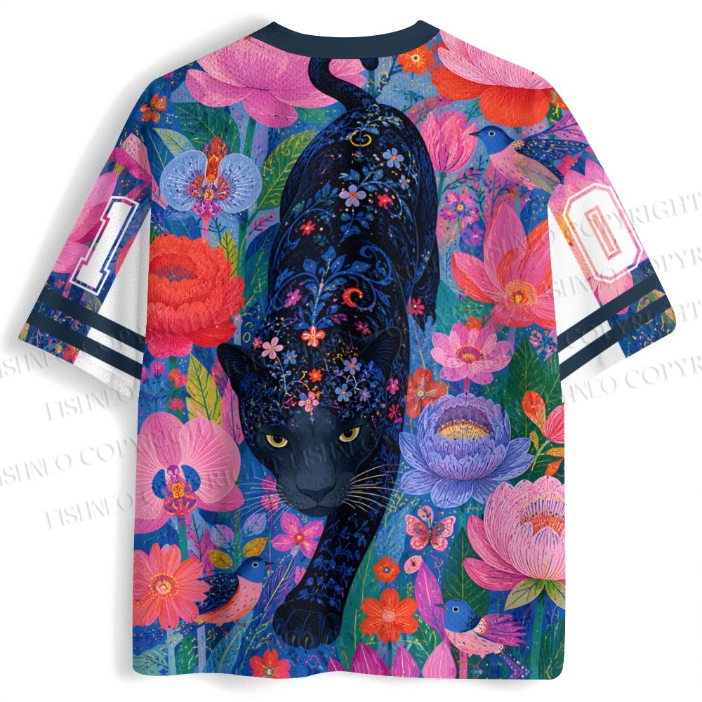 Black Panther in Flowers Jersey Shirts