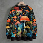 Mushroom Printed Crew Neck Sweater
