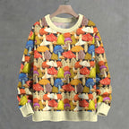 Mushroom Printed Crew Neck Sweater