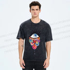 Unisex Eye on Multicolor Clouds Printed Washed Tee
