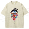 Unisex Eye on Multicolor Clouds Printed Washed Tee