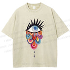 Unisex Eye on Multicolor Clouds Printed Washed Tee