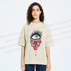 Unisex Eye on Multicolor Clouds Printed Washed Tee
