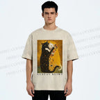 Unisex Cats in Klimt Art Printed Washed Tee