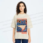 Unisex Yayoi Kusama Blue Frog Printed Washed Tee