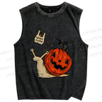 Unisex Snails in Halloween Printed Washed Tank Top