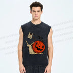 Unisex Snails in Halloween Printed Washed Tank Top