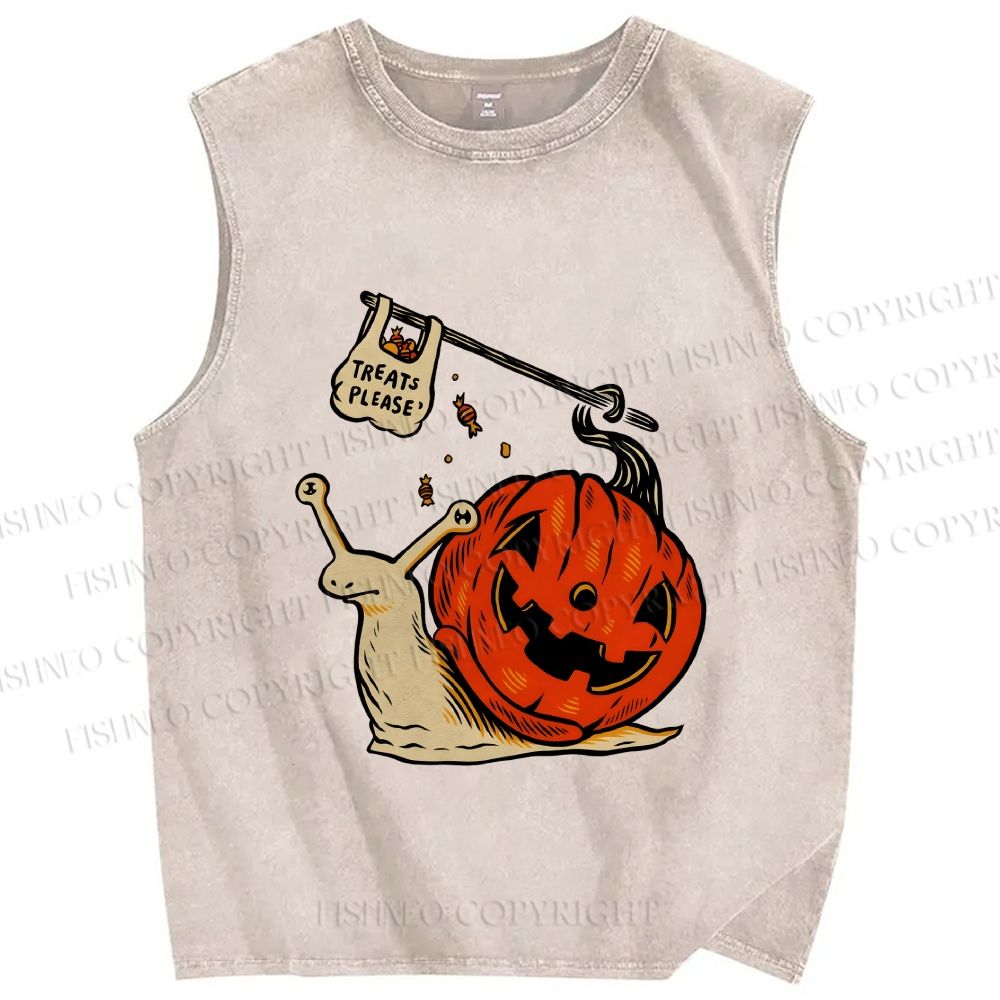 Unisex Snails in Halloween Printed Washed Tank Top