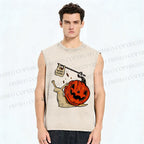 Unisex Snails in Halloween Printed Washed Tank Top