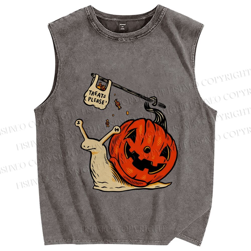 Unisex Snails in Halloween Printed Washed Tank Top