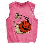 Unisex Snails in Halloween Printed Washed Tank Top