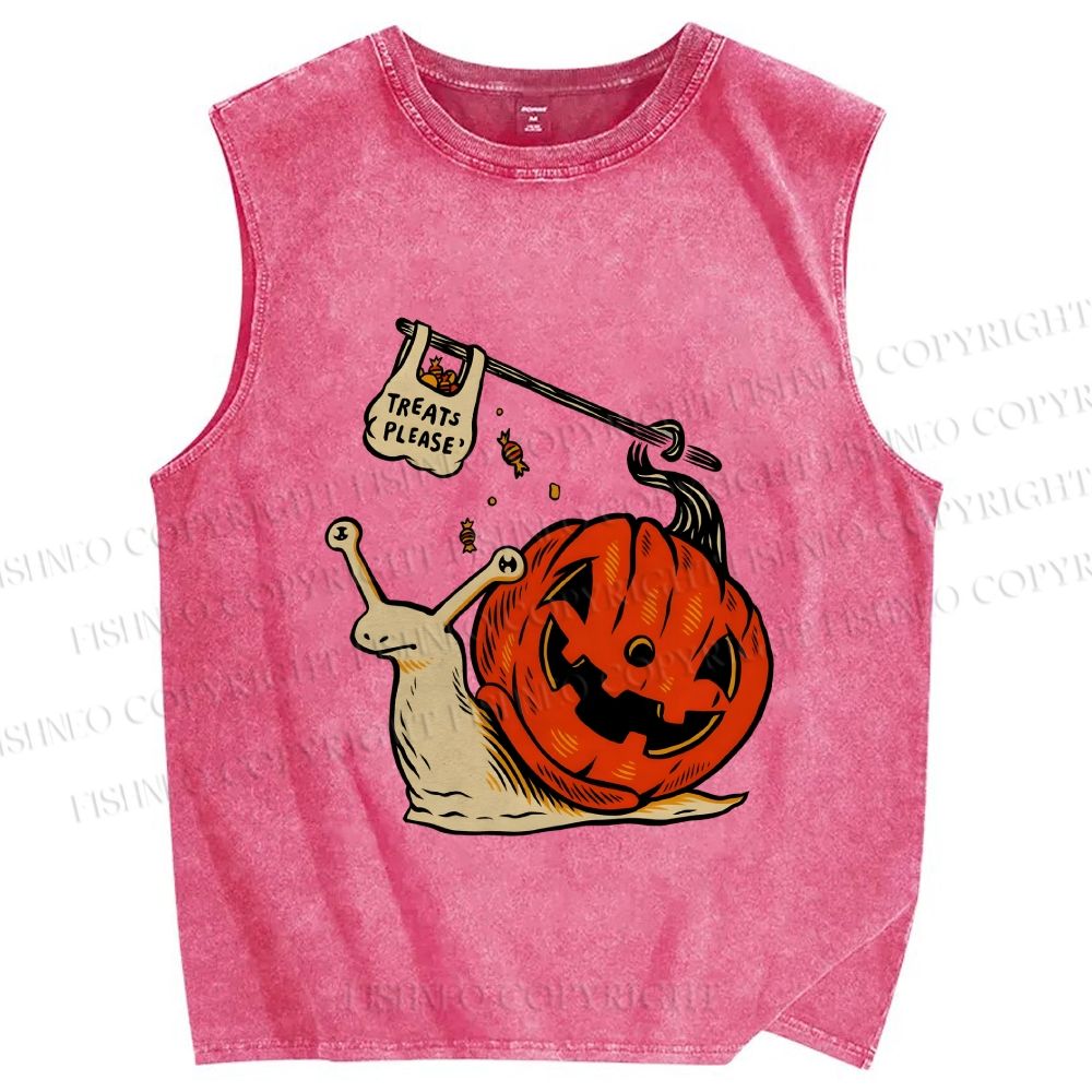 Unisex Snails in Halloween Printed Washed Tank Top