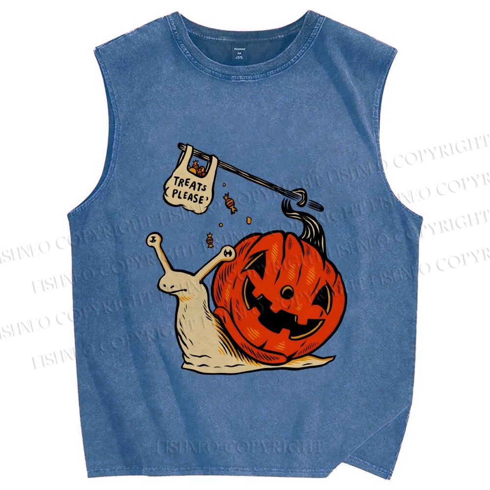 Unisex Snails in Halloween Printed Washed Tank Top