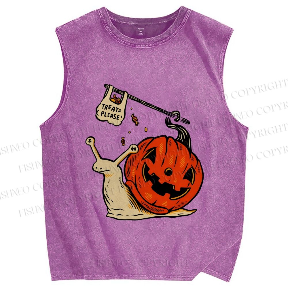 Unisex Snails in Halloween Printed Washed Tank Top