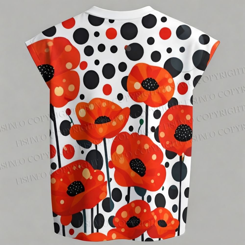 Men's Japanese Yayoi Kusama Flower Sleeveless Tank Top & Elasticated Trousers pants Two-Piece