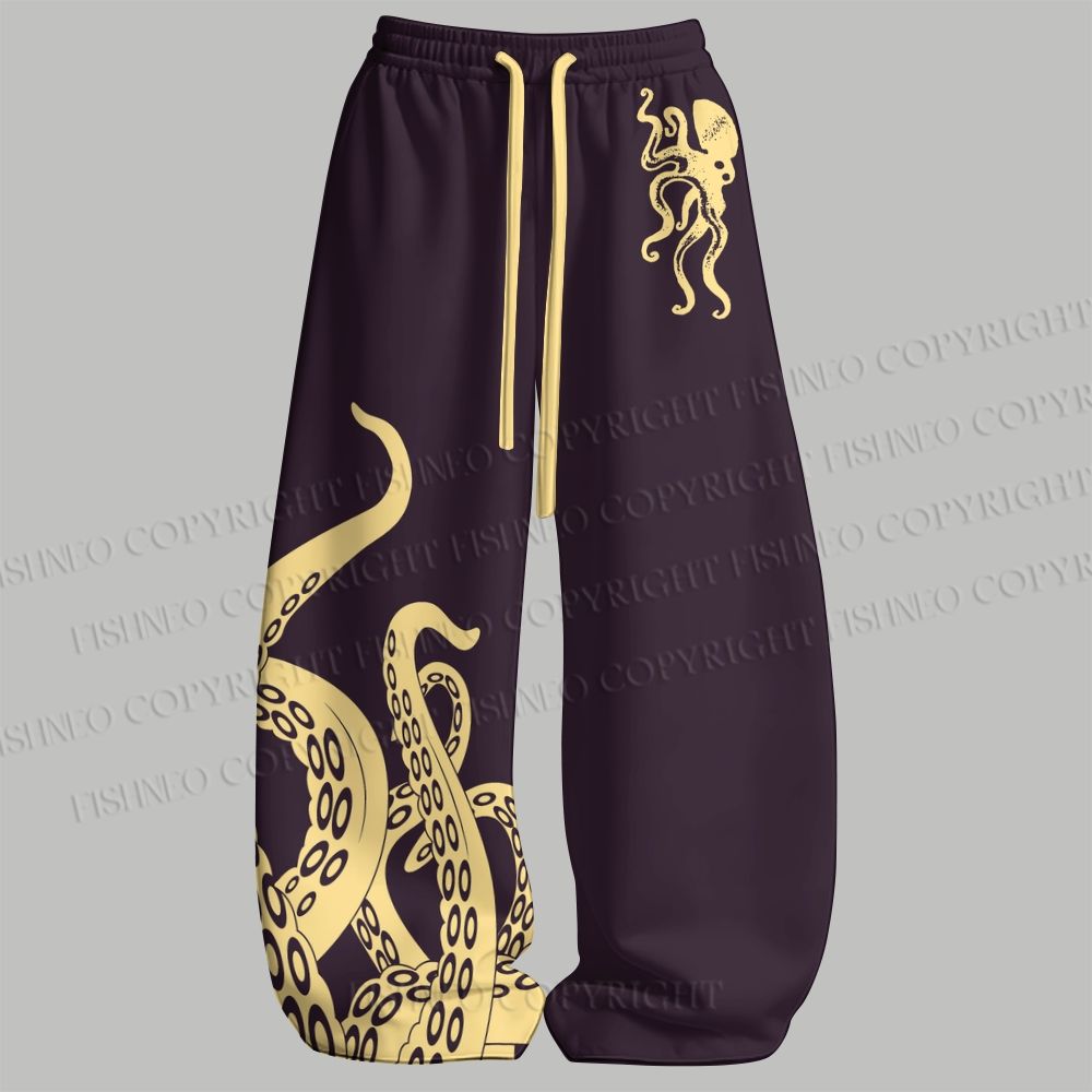 Men's Octopus Art Sleeveless Tank Top & Elasticated Trousers pants Two-Piece Streetwear Set