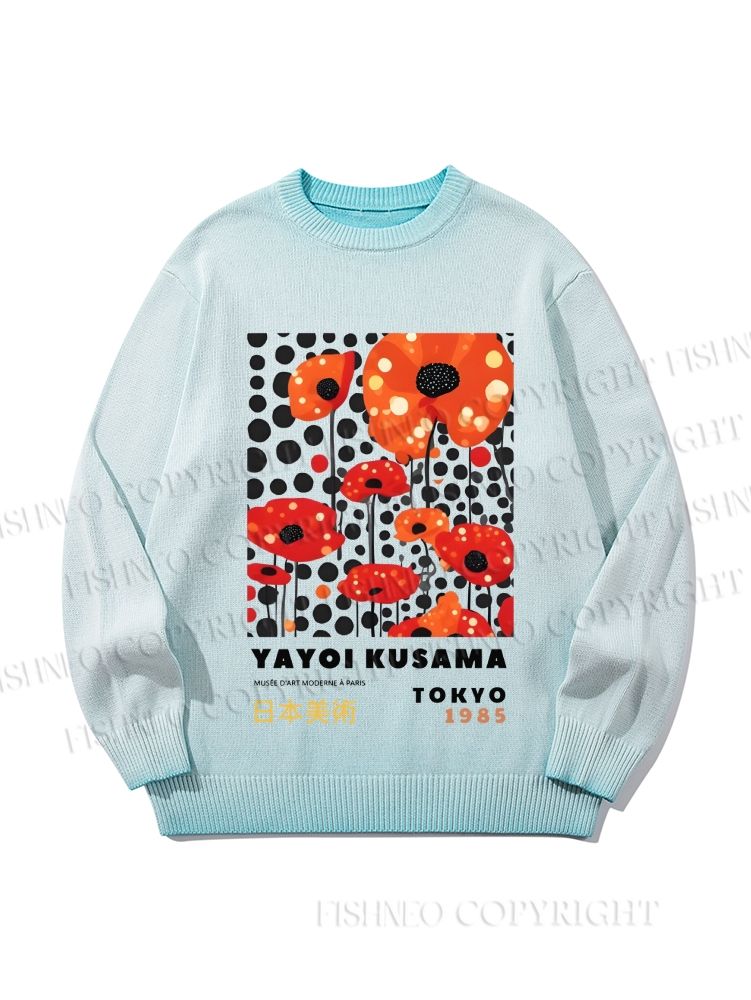 Unisex Japanese Yayoi Kusama Flower Gradient Casual sweater
