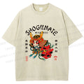 Unisex Samurai Head Printed Washed Tee