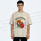 Unisex Samurai Head Printed Washed Tee