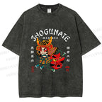 Unisex Samurai Head Printed Washed Tee