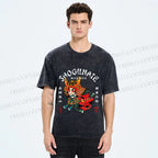 Unisex Samurai Head Printed Washed Tee