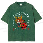 Unisex Samurai Head Printed Washed Tee