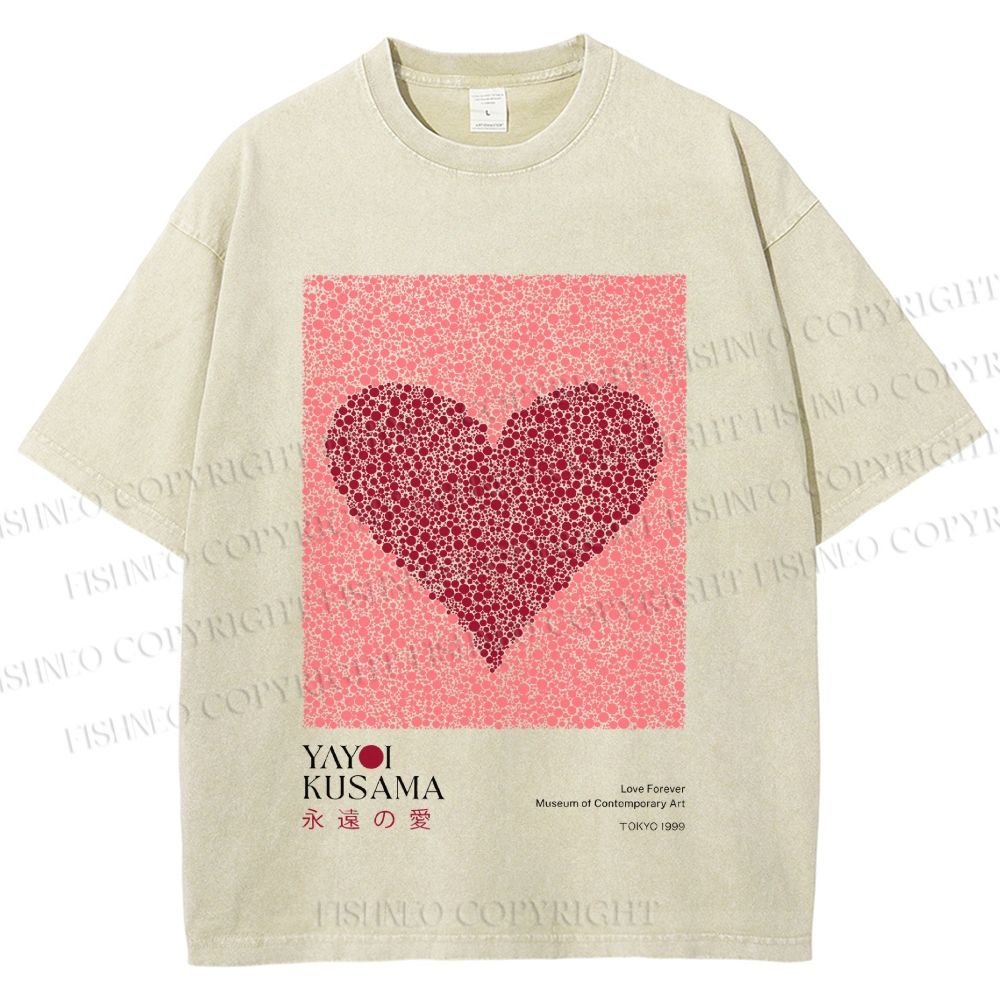 Unisex Yayoi Kusama Eternal Love Printed Washed Tee