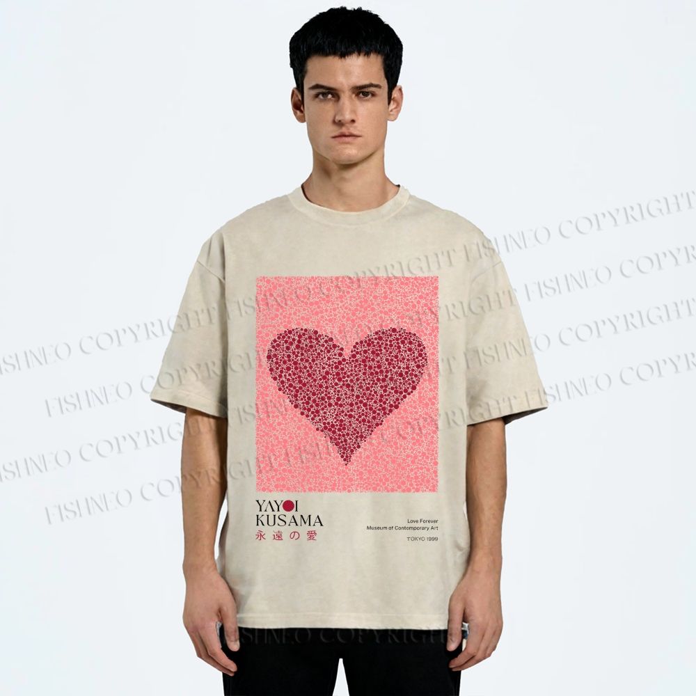 Unisex Yayoi Kusama Eternal Love Printed Washed Tee