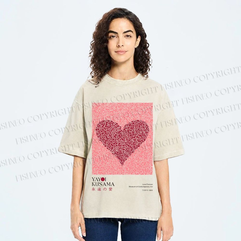 Unisex Yayoi Kusama Eternal Love Printed Washed Tee