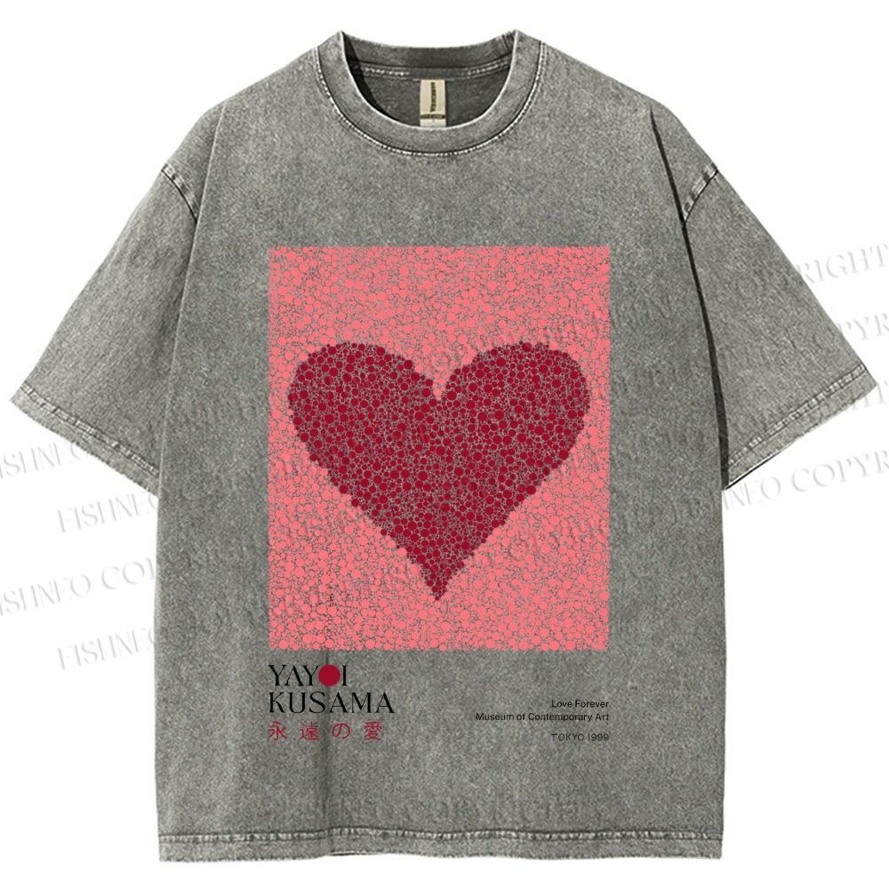 Unisex Yayoi Kusama Eternal Love Printed Washed Tee